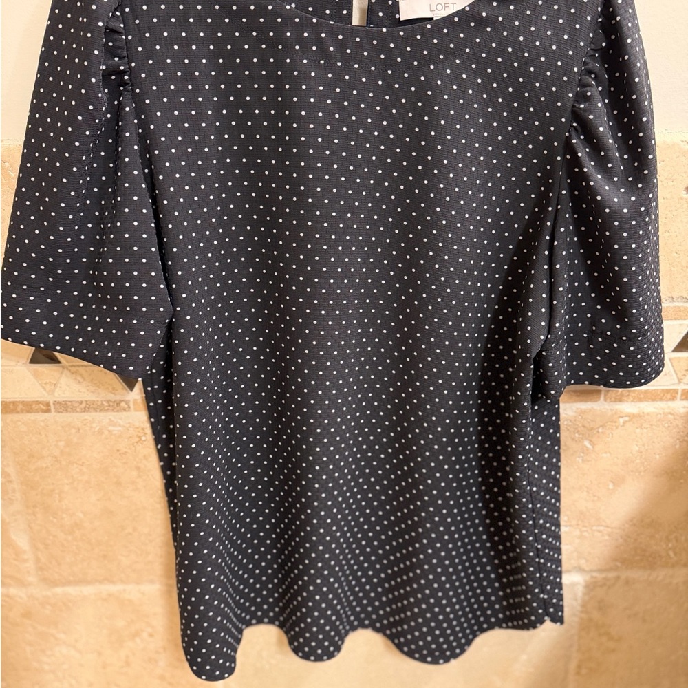 LOFT Black and White Dotted Blouse